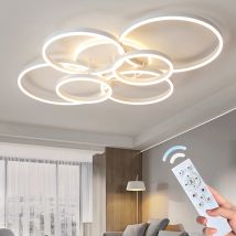 Moderne runde LED-Deckenleuchte, dimmbar, weiße Kreisringe, Design, Wohnzimmer, Schlafzimmer, Küche, Deckenleuchte, Beleuchtung