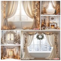 Fotografie Hintergrund Weihnachten Winter Kamin Fenster Vorhang Weihnachten Kinder Familie Porträt Dekor Hintergrund Foto Studio