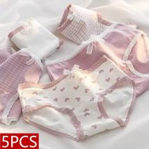 5 sztuk/partia śliczne miłość bawełniane majtki dla kobiet bielizna drukuj majtki dziewczyny figi oddychające miękkie kalesony kobiece seksowna bielizna