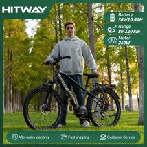 HITWAY BK33 E-Bike und Elektrofahrrad 26" x 2,35 Reifen, Aluminiumrahmen, 36V 10,4Ah Akku, 250W Mittelmotor, 25 km/h, 7 Geschwindigkeiten,