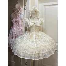 Original Design Lolita Sweet Girl JSK Strap Dress 2025 New Super Fairy Cute Bow High Waist Birthday Party Princess Dresses