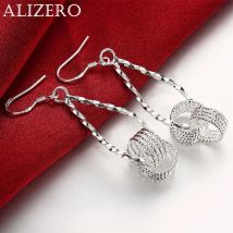 Fashion charms 925 Sterling Silver Net beads long Earrings for Women Pretty fashion party wedding Jewelry Holiday Gifts