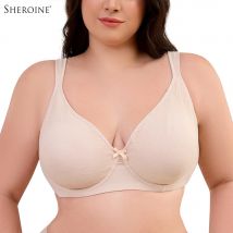 Sheroine Plus Size Blumen-Spitzen-BH, Bügel-Minimizer, volle Abdeckung, ungepolsterte BHs, hohe Unterstützung für große Brüste, tägliches Tragen