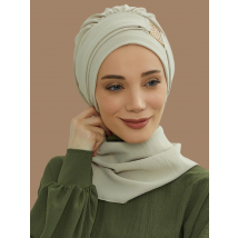 Elegantes, schlichtes muslimisches Instant-Turban-Hijab-Damen-Stirnband für Damen, Metallschnallendesign