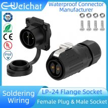 LP24 IP68 Wasserdichter Steckverbinder Industrieller kreisförmiger elektrischer Luftfahrt-Steckverbinder PBT M24 2-24-poliger Buchsenstecker + männlicher Flanschbuchse