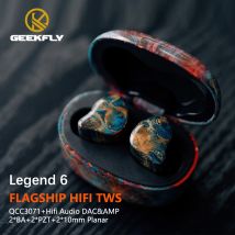 GEEKFLY Legend 6 2*BA+2*PZT+2*10mm Planar HIFI TWS Bone Conduction Wood Bluetooth Wireless Gaming Earphone with Audio DAC AMP