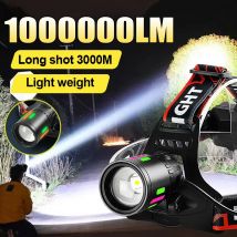 1000000LM Ultra Bright Headlamp White Laser Strong Light LED Head Flashlight Long Range Powerful Headlight Night Fishing Hiking