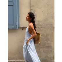 Sexy Women's Solid Color Pleated Long Dress Elegant Sleeveless Suspender Backless Slim Fit Dresses Beach Party Women's Robe