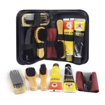 Kit di pulizia per spazzole per lucidatura per scarpe in pelle Mantieni strumenti puliti lucenti per kit per la cura delle spazzole per scarpe in pelle portatile