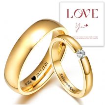 Custom Couple Rings Gift with Card Women Men PVD Plated Gold Name Rings Love Wedding Bands Personalized Name Ring Wedding Gifts