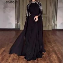 Frauen Robe Kleid Heiße Bohrer Lange Schal Ärmeln Chiffon Party Nahen Osten Große Schaukel Dame Elegante Bankett Neue Maxi Kleidung