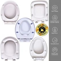 DayPlus Toilettensitz, Soft-Close-Toilettensitze, weiß, mit Schnellverschluss, robuste, langoplastische, antibakterielle Toilettendeckel-WC-Sitze