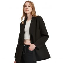 Herbst und frühling frauen blazer jacke lässig einfarbig doppel-breasted tasche dekorative mantel