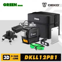 DEKO DKLL12PB1 Serie 12 Linee 3D Livello Laser Verde ClassII Orizzontale E Verticale Linee Trasversali di Auto-Livellamento