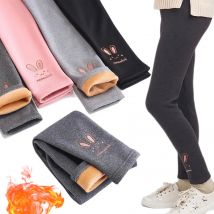 2025 Leggings per bambini Ragazze Foderato in pile Pantaloni termici Pantaloni casual per bambini Pantaloni caldi per bambini Collant coniglietto elastico 3-8 anni