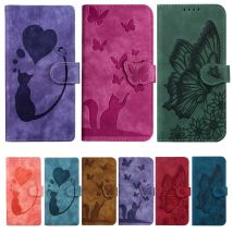 Flip Case für Samsung Galaxy A55 A54 A56 A35 A34 A25 A24 A15 A14 A05S A13 A23 A53 Hüllen Katze Schmetterling Leder Brieftasche Rückseite