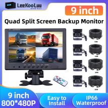LeeKooLuu 9 "Camera di Backup Monitor per Auto Quattro Divisioni Schermo Diviso Visione Notturna 4ch Registratore Video Telecamera di Vista Posteriore per Camion Bus