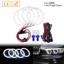 1SED 4x106mm For BMW E46 2D Coupe Cabrio Two-Color LED DRL SMD Cotton Angel Eyes Halo Rings Kit Headlight Auto Turn Signal Light