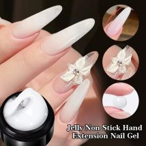 BORN PRETTY 15ml 3D Carving Jelly White Nude Non Stick Hand Solid Extension Nail Gel Polish Flower Acrylic Nail Art Building Gel