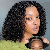 Glueless Wear and Go Kinky Curly WigS Brazilian Hair Pre Cut 4X4 Lace Bob Wigs for Women 10-16 Inch Ready To Wear Curly Bob Wig