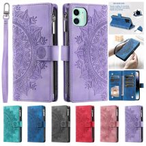 Eti i phone 16 totems reiß verschluss karten etui für iphone 16 15 14 plus 13 12 x xs pro max luxus magnetisches leder brieftasche schützen abdeckung