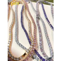 Pink White Iced Out 5A CZ 5mm Tennis Chain Necklace Two Tone Color Women Fashion Choker Bling Cubic Zirconia Hip Hop Jewelry