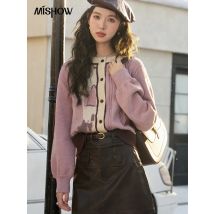 Mishhow Laterne Ärmel Pullover Strickjacke Frauen Herbst Winter Grafik lose Strickwaren weibliche Vintage Strick pullover mxc56z0274