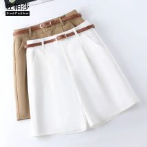 Shorts Frauen Anzug Shorts mit Gürtel frauen Frühling und Sommer Hohe Taille Lose Beiläufige Gerade Bein A-Linie ropa Mujer C70