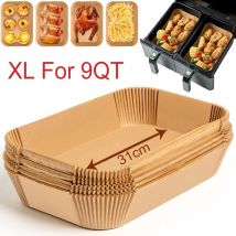 Große rechteckige Einweg-Papiereinlage für Luftfritteusen, 31 cm, antihaftbeschichtetes Airfryer-Pergament, spezielles Backpapier für 3–9 QT-Kochkorb