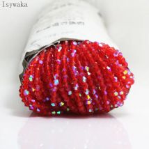 Isywaka Red Half AB 100 Stück 4 mm Doppelkegel Österreich Kristallperlen Charm Glasperlen Lose Spacer Perlen für DIY Schmuckherstellung