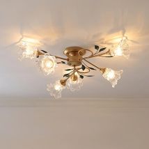Französische romantische pastorale Stil Blume Prinzessin Zimmer dekorative Deckenleuchten europäische Messing Eisen Glas Blumenladen Lampen