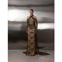 Thinyfull Mermaid Arab Lace Prom Dresses Halter Detachable Sleeves Evening Gown Long Formal Dress robes de soirée Customized