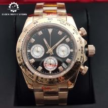 Herren Luxus Roségold Mode Sport Quarzuhr, vk63 Kaliber, Saphir, Chronograph mit Datums anzeige, wasserdicht