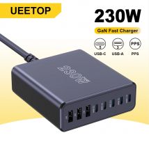 Ueetop 230W GaN USB C caricabatterie stazione di ricarica Desktop porta multipla PPS PD 100W 65W 45W ricarica rapida per Macbook iPhone Samsung