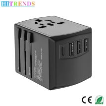 Globaler Universal-Stecker, Reiseadapter, Buchse, 3 USB und 1 Typ C, Schnellladeanschlüsse, EU, UK, USA, AU, Südafrika, Indien, Konverterstecker