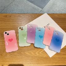 Mode Liebe Herz Farbverlauf Wellenkante Glitzer Candy Farbe Handyhülle für iPhone 16 15 14 13 Pro Max stoßfeste Schutzhülle