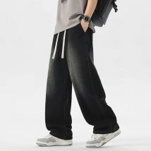 Jeans da uomo Pantaloni casual dritti larghi larghi larghi americani Jeans larghi hip-hop da strada Nero Grigio Blu Streetwear da uomo