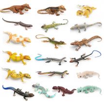 Plastic Reptile Model Figure Leopard Gecko Grass Lizard  Wilde Life Creatures Figurine For Cake Decoration Prank Props Toys
