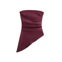 Trägerlose, asymmetrische, plissierte Bustier-Oberteile für Damen, gerader Ausschnitt, seitlicher Reißverschluss, weibliche Camis, sexy Mode