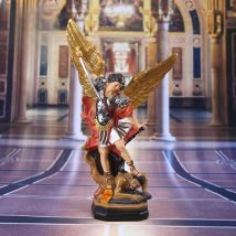 Christian San Miguel Arcangel Statue Retro Bronzed Saint Michael Engel Harz Figur Hause Segen Dekoration Desktop Ornamente