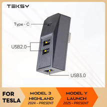 Handschuhfach-USB-Hub für Tesla Model Y Launch 2025, Modell 3, Highland 2024, Typ-C-Anschluss, Digitalanzeige, Splitter-Dockingstation
