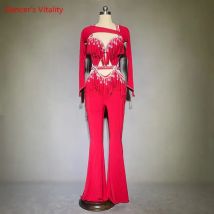 Bauchtanz Anzug Overall Quaste Strampler Performance Kleidung Beruf Benutzerdefinierte Weibliche