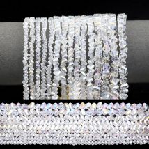 3 Strang dreieckige österreichische Kristallglas-Abstandsperlen in weißer AB-Farbe für handgefertigte Schmuckherstellung, DIY-Armband, Halsketten, 4/6/8 mm