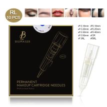 10PCS BIOMASER Tattoo Nadeln Einweg Permanent Make-Up Patrone Nadel Für Maschine Augenbraue Tattoo Lip Mit 1R,2R,3R,5R