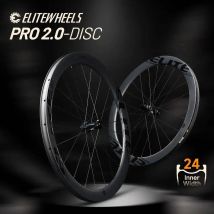 ELITEWHEELS PRO 2.0 Set di Ruote in Carbonio per Ciclismo su Strada con Freno a Disco Center Lock 36T Ratchet 700C Profondità 40/50/65mm Clincher/Tubeless