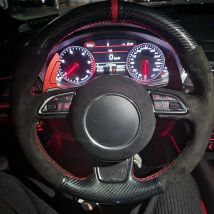 Treccia di copertura del volante dell'auto in fibra di carbonio scamosciata antiscivolo nera per Audi A5 A6 S6Allroad S8 2012-2018 accessori interni per auto