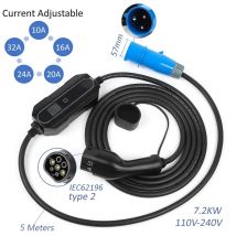 Caricabatteria per auto elettrica Tipo 2 Tipo 1 Modalità 2 Livello 2 Cavo di ricarica per auto portatile EVSE EV 6A-16A-32A 5 metri 10 metri 15 metri