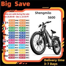 Shengmilo S600 Bicicletta elettrica per adulti da 2000 W E-Mountain ebike da uomo con due motori, batteria 48V840WH, bici elettrica per pneumatici grassi da 26 pollici