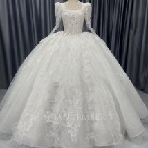Überraschungspreis Hochzeitskleid Braut Kapelle Schleppe Maßgeschneidertes Brautkleid mit langen Ärmeln High-End-Partykleider فسات Mata