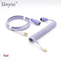 Hand Made Paracord and PET Double Sleeved USB to Type-C USB-C Coiled Cable for Tuzi Mechanical Keyboard.